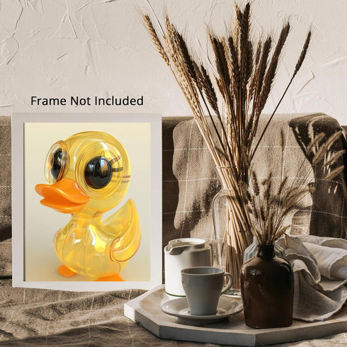 Posterizer 1 pcs-shiny cute golden yellow rubber duck 2-Kids Room Art-Art for Animal Lovers-Decor for nursery toddlers kids room- unframed wall ar...