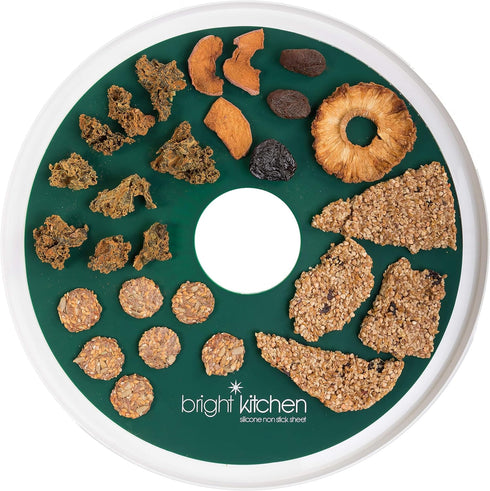 2 Silicone Dehydrator Sheets NON-Toxic for Nesco Round Dehydrators Fruit Roll Up Fruit Leather Circle ReUsable Flexible Non Stick - 2 FLAT Sheets...