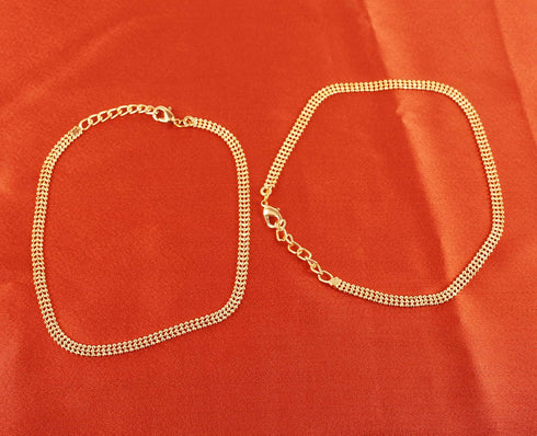 Touchstone Indian Bollywood Pretty Ethnic Style Small Ball Chain Designer Jewelry Paazeb Anklets Payal in Gold Tone for Women....