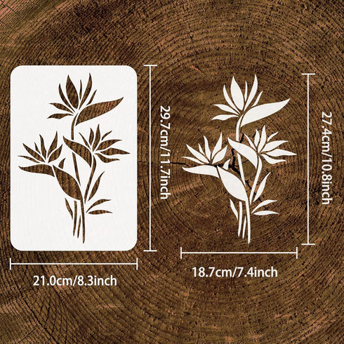 FINGERINSPIRE Bird of Paradise Stencil 8.3x11.7inch Reusable Bird of Paradise Flower Stencil DIY Spring Summer Flower Template for Decoration Natu...
