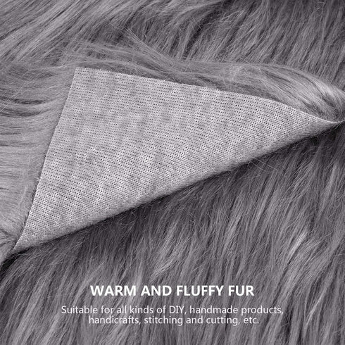 4 Pieces Faux Fox Fur Square Fabric Shaggy Fur Patches Fabric Cuts Chair Cover Seat Cushion Pad for DIY Craft(Gray)...
