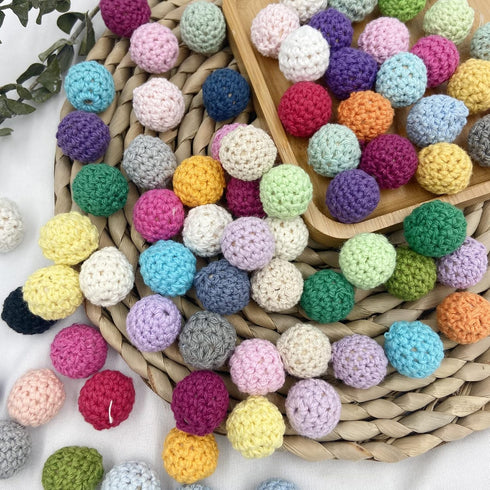 Wooden Crochet Beads 20mm 50pc Mix Color Beads DIY Accessories for Making Necklace Bracelet...
