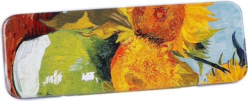 DAHO Tin Pencil Box with World Famous Arts for School, Office, Home, Makeup Storage (Sunflower)...