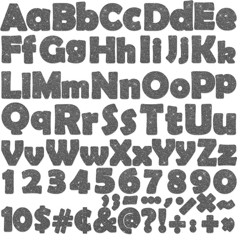 260Pcs Glitter Black Bulletin Board Letters for Classroom 4” Letter Combo Pack Set Numbers Alphabet Poster Board with Adhesive Dots Punctuation Sy...