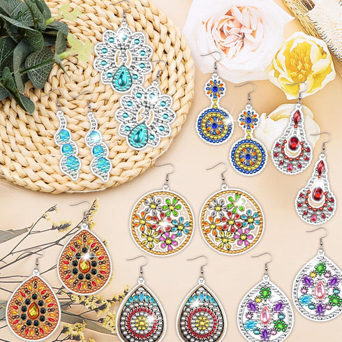 ZYNERY 10 Pairs Diamond Painting Earrings, Earring Kit for Making Earrings, Earring Making Kit for Adults, DIY Diamond Art Earrings, Unique Handma...