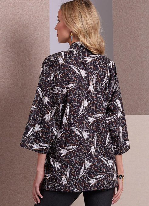 Vogue Misses' Loose Fit Kimono Jackets V1989, Sizes XS-S-M-L-XL-XXL, Multicolor...