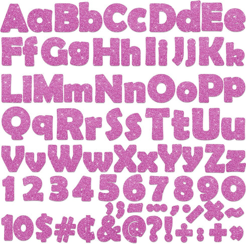 260Pcs Glitter Pink Bulletin Board Letters for Classroom 4” Letter Combo Pack Set Numbers Alphabet Poster Board with Adhesive Dots Punctuation Sym...