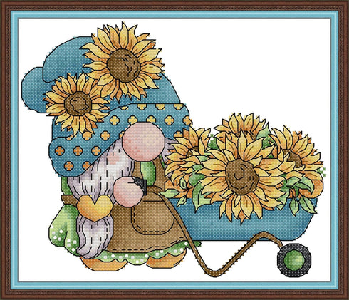 Maydiyer Cross Stitch Kits Stamped Full Range of Embroidery Starter Kits for Beginners DIY 11CT Easy Patterns Embroidery Kit for Girls-Gnome with ...