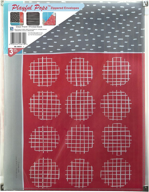 C-Line Zip 'N Go Reusable Poly Envelope, Playful Pops Design, Pack of 3 (54610)...