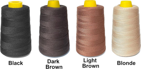 Thick Human Hair Sewing Thread with 3pcs Curl Needles Wig Making Thread 1000 Yards (Light Brown), 140g...