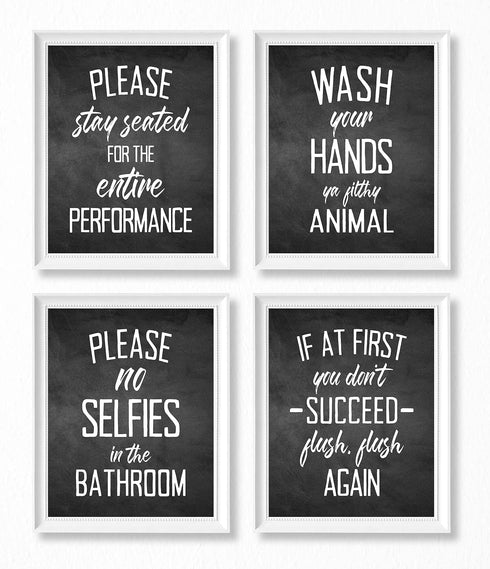 Brooke & Vine Funny Bathroom Decor Wall Art Prints (UNFRAMED 8 x 10) Restroom Powder Room Wash Laundry Room Hip Hop Wall Decor Signs Posters (Wash...