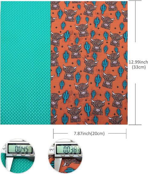 David accessories Faux Leather Sheet 5pcs/Set 7.7" x 12.9"(20cm x 33cm) Cow Pattern Mixed Synthetic Leather Sheets Bundles for Leather Earrings Bo...