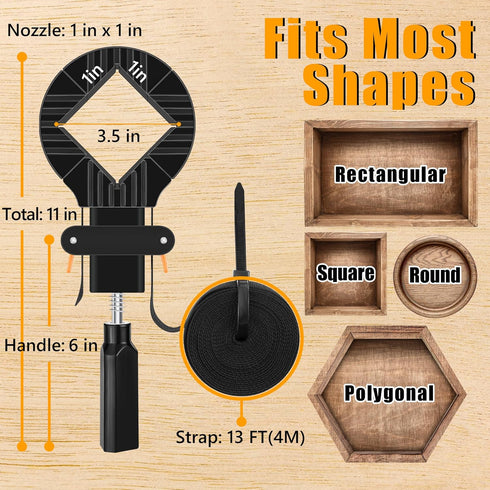 Feekoon Strap Clamps for Woodworking, Quick Release Band Clamps with 4 Corner Claws, Thick and Sturdy Belt Clamps, Adjustable Picture Frame Clamp ...