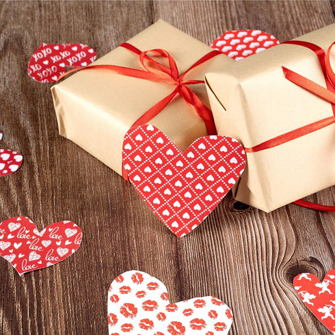 Whaline 60 Sheet Valentine Pattern Paper Set Double-Sided Red Heart Lip Stripe Pattern Premium Specialty Origami Paper for Card Making Die Cuts Sc...