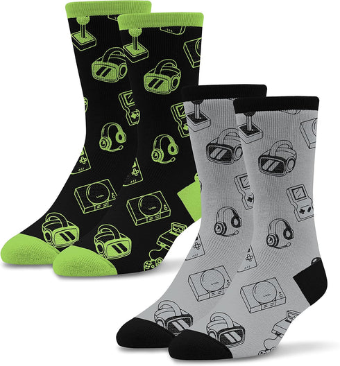 Socktastic mens Gaming - 2 Pack of Funny Novelty Socks, Casual Crew Fits Shoe Size 8-13 Socks, Vintage Gaming Controler, Large US...