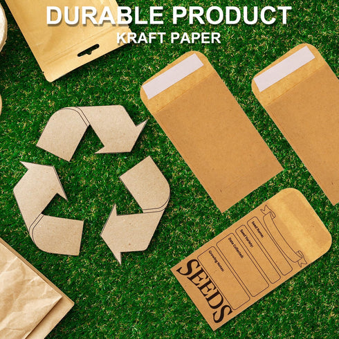 200pcs Seed Envelopes, Reusable Self Sealing Seed Storage Paper Bag Printed with Types Name Template Small Seed Packets for Seeds Saving & Collect...
