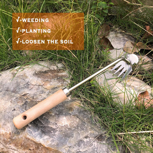 SHANFEEK Grass Hoe Weed Puller Weeding Artifact Uprooting Weeding Tool for Garden Hand Tool High-Strength Steel with Solid Wood Handle (Brown)...