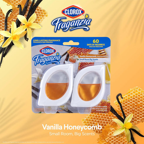 Clorox Fraganzia Small Rooms Air Freshener in Vanilla Honeycomb Scent, 2ct | Peel & Place Air Freshener Units, No-Plug, Battery-Free for Closets, ...