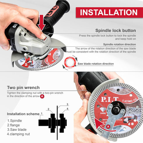 P.I.T. 4-1/2 Turbo Diamond Saw Blade,Dry/Wet Cutting for Granite, Stone, Masonry, Terrazzo, Marble, Concrete,Tile - 7/8 Inch Arbor Angle Grinder C...