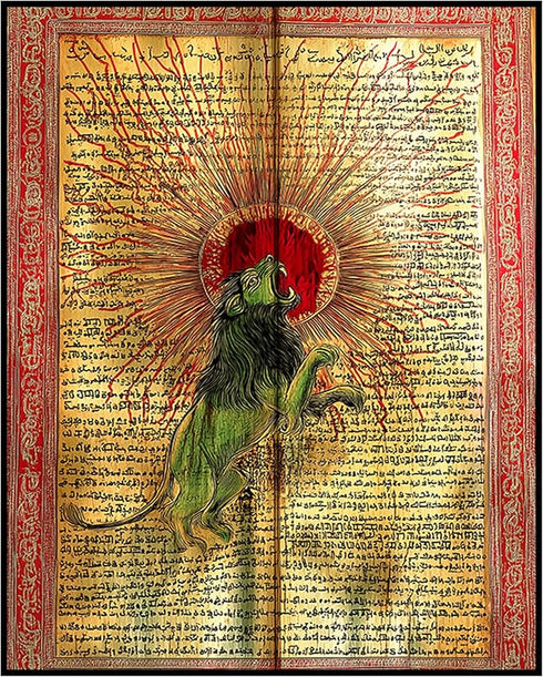 Posterizer 1 pcs-alchemical depiction with a green lion-vintage inspired 3-Vintage Art-Fantasy & Fiction Art- Gift for Men Women Entrepreneur Teen...