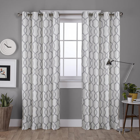 EXCLUSIVE HOME Kochi Light Filtering Linen Blend Grommet Top Curtain Panel Pair, 52x96, Dove Grey...