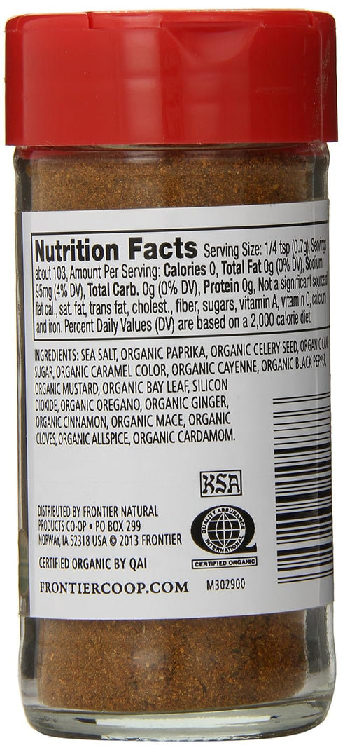 Frontier Co-op Organic Blackened Seafood Seasoning, 2.5 Ounce Bottle, Savory Blend for Fish, Seafood, Sauces, Chowders...