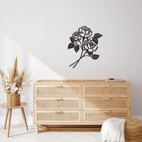 Vivegate Rose Metal Art - Giant Rose Flower Wall Decor for Living Room (Large - 17.5"X13.5")...