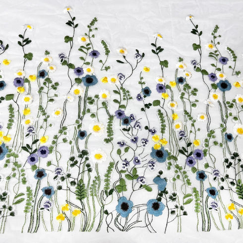 2 Yards High end 2D Large Positioning Water Plants Flowers Soft Mesh Heavy-Duty Embroidery Lace Fabric DIY Handmade Fabric Lace Accessories...