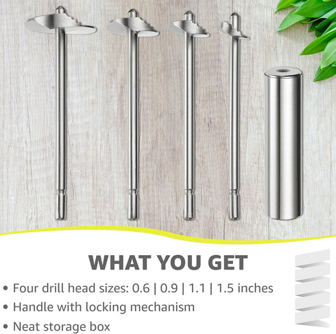 Lurch Germany Twister Stainless Steel Vegetable Drill | Fruit Corer And Veggie Spiralizer Ergonomic Handle With 4 Sizes for Coring and Hollowing o...