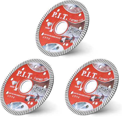 P.I.T. 4-1/2 Turbo Diamond Saw Blade,Dry/Wet Cutting for Granite, Stone, Masonry, Terrazzo, Marble, Concrete,Tile - 7/8 Inch Arbor Angle Grinder C...