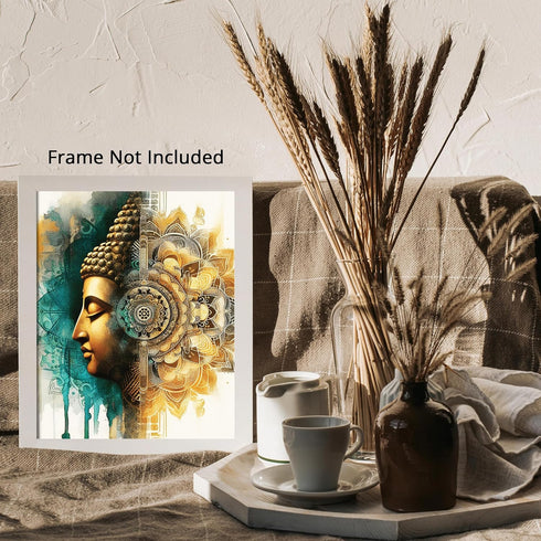 Posterizer 1 pcs-Gold Buddha-Zen Pastel Mandala Poster-Abstract & Modern Art-Religious Posters-Gift For Buddhism Meditation philosophy Fans- unfra...