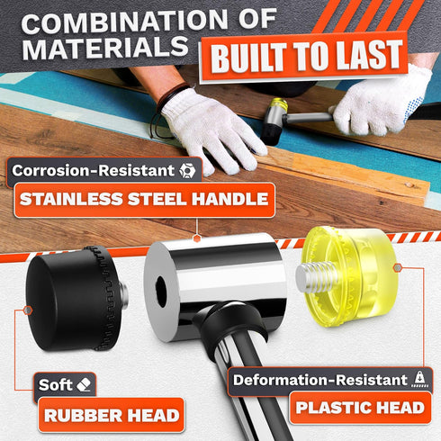 Small Rubber Mallet Hammer – 25 mm Lightweight Double-Sided Rubber and Plastic Head | Non-Slip Ergonomic Grip | Durable, Scratch-Free Tool for Jew...