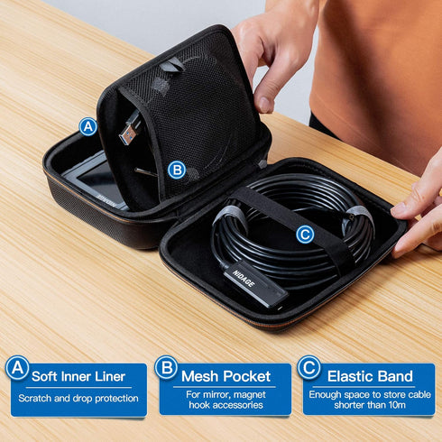 NIDAGE Original Endoscope Camera Carrying Case Wireless Endoscopes, Inspection Camera System with Cable Less Than 10 Meter, Upgraded Large-Capacit...