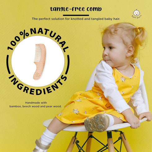 Baby Hair Brush and Comb Set with Premium Wooden Finish. Gentle Bristles for Cradle Cap. Great Baby Registry or Shower Gift. Perfect for Toddlers,...