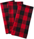 DII Buffalo Check Kitchen Collection, Classic Farmhouse Dishtowel Set, 20x30, Red & Black, 3 Piece...
