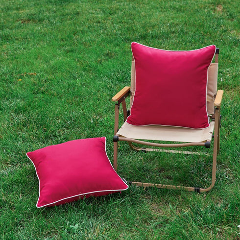 LIGICKY Pack of 2 Hot Pink Outdoor Waterproof Throw Pillow Covers Decorative White Edge Square Pillows Cushion Case Outside Pillowcase for Patio C...