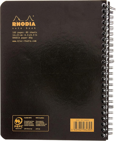 RHODIA 193439C - Spiral Notebook (Full Bound) Notebook Black - A5+ - Dot Dot - 160 Detachable Pages - White Clairefontaine Paper 80 g/m - Soft and...