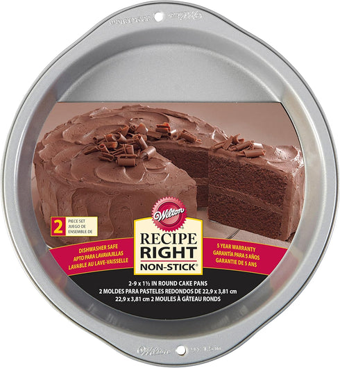 Wilton Recipe Right Non-Stick 9-Inch Round Cake Pans Set, 2-Piece, Steel...
