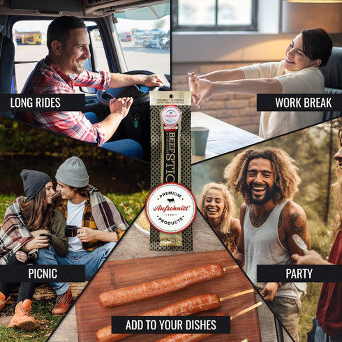 Aufschnitt Grass Fed Beef Jerky Sticks - Low Sodium, Certified Kosher - Halal and Keto Friendly - 6 Pack, Pepper......