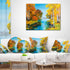 Designart Birch Forest Near The River' Landscape Printed 16 in. x 16 in...