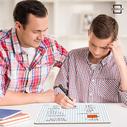 SCRIBBLEDO Dry Erase Grid Whiteboard 9" x 12" Double Sided Graph White board with Grid Lines for Kids and Students Portable Dry Erase Lapboards fo...
