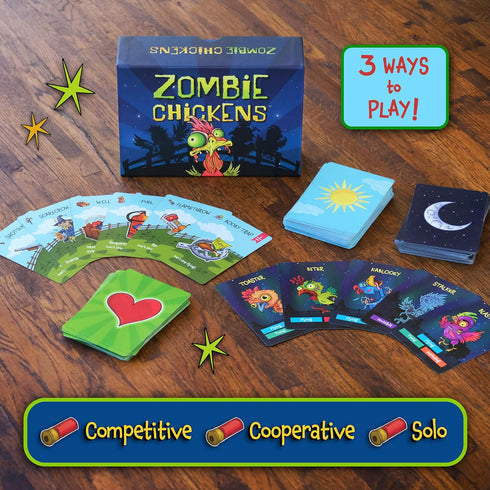 Zombie Chickens - Fun Family Card Games for Adults, Teens & Kids - Survival Zombie Game, 3 Ways to Play: Competitive, Cooperative & Solo (1-4 Play...