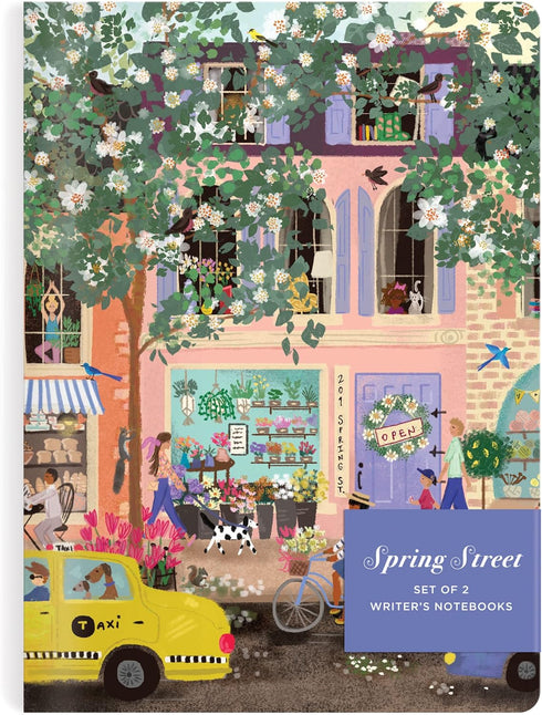 Galison Joy Laforme Spring Street – Writer's Notebook Set with Floral and Street Artwork Includes Two 80 Page Lined Notebooks...