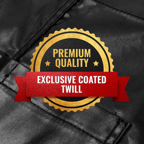 Under NY Sky Cross-Back Black Apron – Golden Hardware, Coated Twill, Leather Reinforcement, Split-Leg – Adjustable for Men, Women, Pro Barber, Tat...