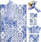 50 Sheets Moroccan Mosaic Tissue Paper,19.7 x 28 Inch Gift Wrapping Tissue Paper Blue Tiles Partern Art Tissue for Wedding Invitation Bridal Showe...