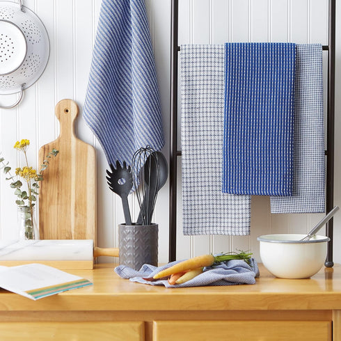DII Ultra Absorbent, Everyday Cotton Kitchen Towels, Dishtowel Set, Assorted Blue, 5 Piece...