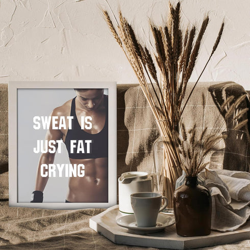 Posterizer 1 pcs-Sweat is just fat crying-funny working out quotes-Comedy Art-Motivational & Inspirational Art-Decor for Gym, Studio- UNFRAMED Wal...