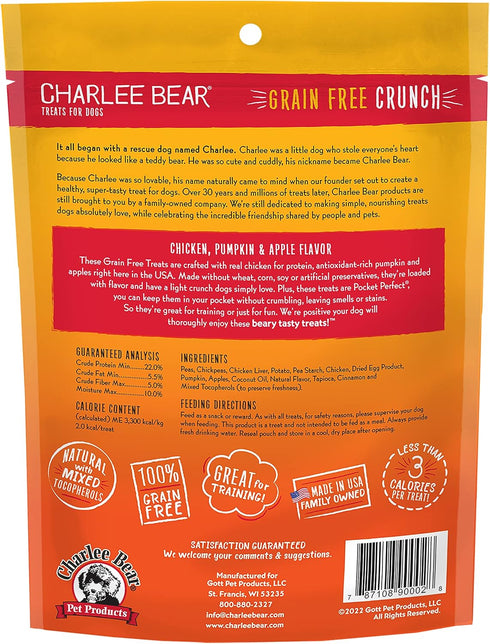Charlee Bear Grain-Free Bear Crunch Chicken, Pumpkin & Apple Flavor - Net Wt 8 oz....