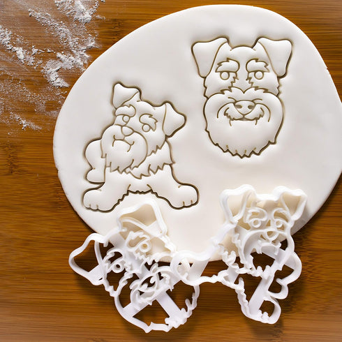 Set of 2 Mini Schnauzer cookie cutters (Designs: Body & Face), 2 pieces - Bakerlogy...