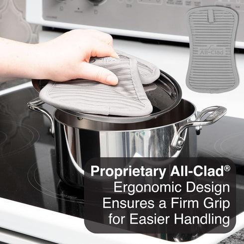 All-Clad Premium Pot Holder & Hot Pad: Heat Resistant to 500 Degrees - 100% Cotton, 10"x6.25" Hot Pad for Kitchen and Barbeque, (1-Pack), Titanium...